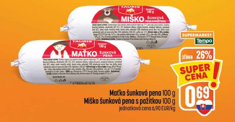 Maťko šunková pena 100 g Miško šunková pena s pažítkou 100 g