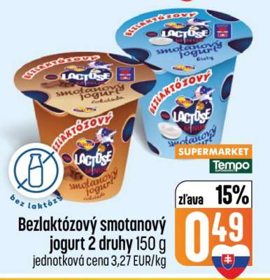 Bezlaktózový smotanový jogurt 2 druhy 150 g