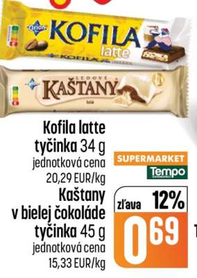 Kaštany v bielej čokoláde tyčinka 45 g