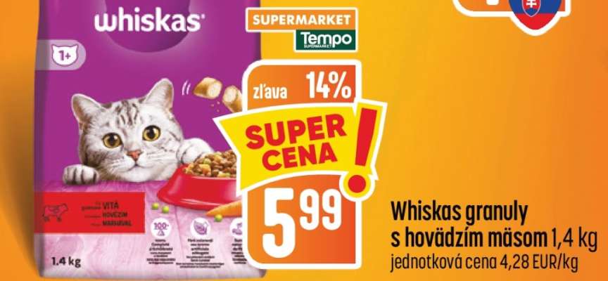 Whiskas granuly s hovädzím mäsom
