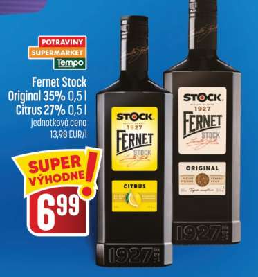Fernet Stock Original 35% 0,5 l / Citrus 27% 0,5 l