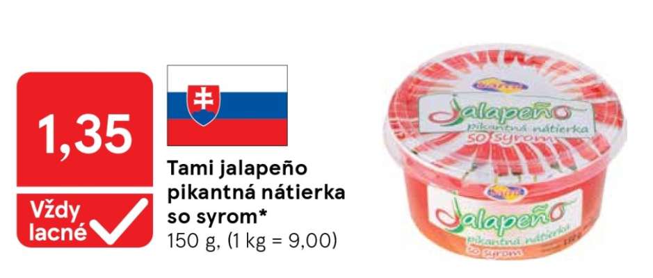 Tami jalapeño pikantná nátierka so syrom