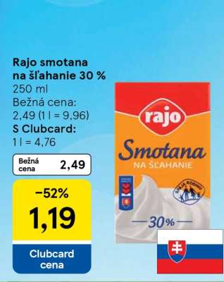 Rajo Smotana na šľahanie 30 %