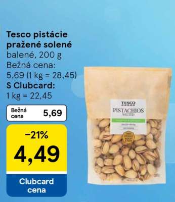 Tesco pistácie pražené solené