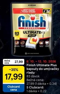 Finish Ultimate Plus kapsuly do umývačky riadu