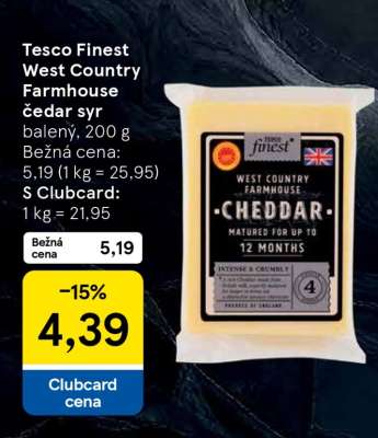 Tesco Finest West Country Farmhouse čedar syr