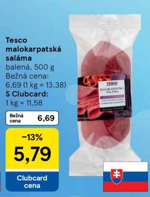 Tesco malokarpatská saláma