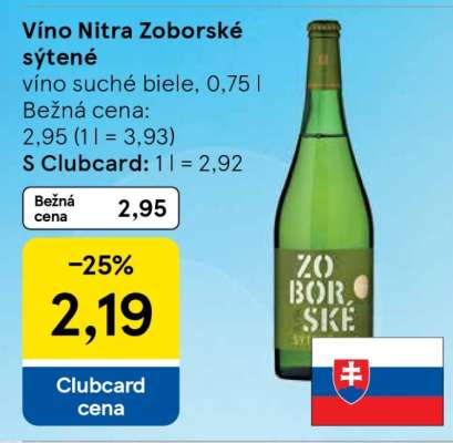 Víno Nitra Zoborské sýtené