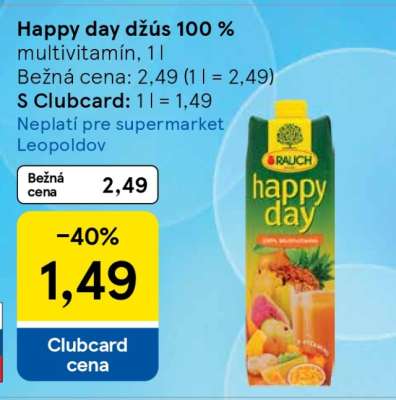 Happy day džús 100 % multivitamín, 1l