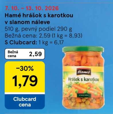 Hamé hrášok s karotkou v slanom náleve