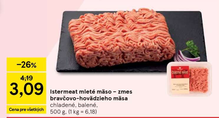 Istermeat mleté mäso – zmes bravčovo--hovädzieho mäsa