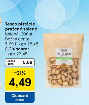 Tesco pistácie pražené solené