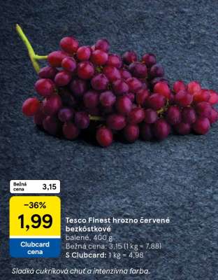 Tesco Finest hrozno červené bezkôstkové
