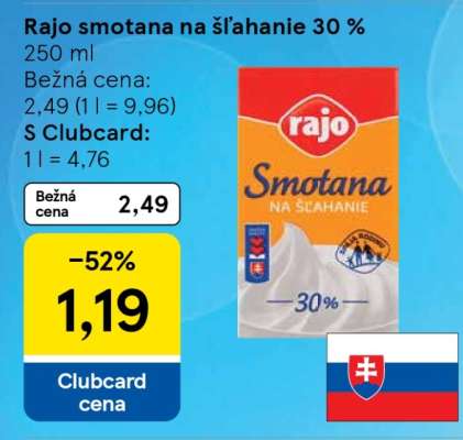 Rajo Smotana na šľahanie 30 %