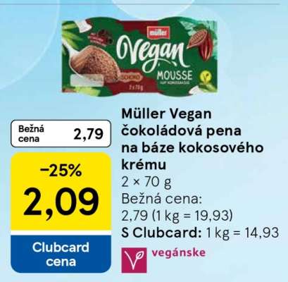 Müller Vegan čokoládová pena na báze kokosového krému