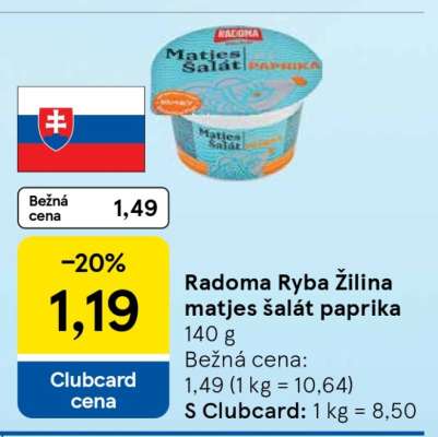 Radoma Ryba Žilina matjes šalát paprika
