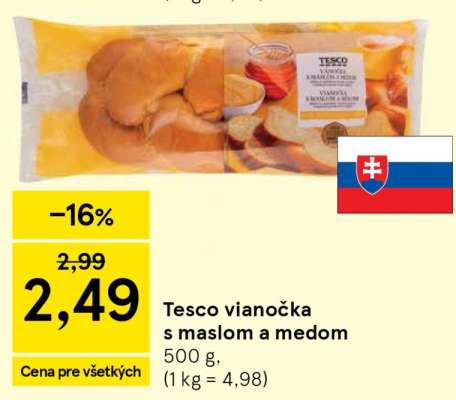 Tesco vianočka s maslom a medom