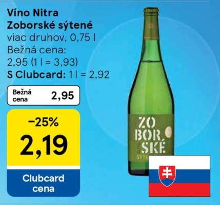 Víno Nitra Zoborské sýtené