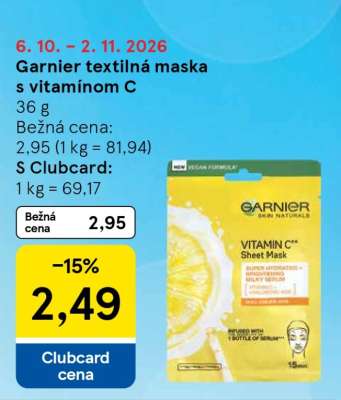 Garnier textilná maska s vitamínom C