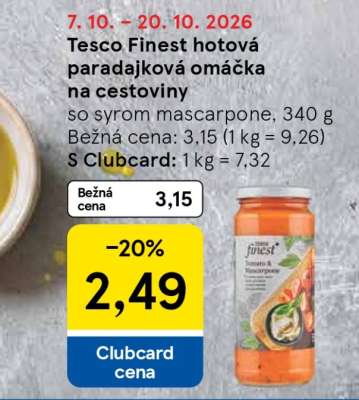 Tesco Finest hotová paradajková omáčka na cestoviny