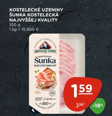 Kostelecké uzeniny šunka Kostelecká nejvyššej kvality