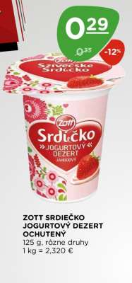Zott Srdiečko Jogurtový Dezert Ochutený