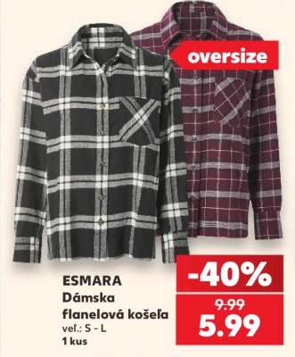 ESMARA Dámska flanelová košeľa