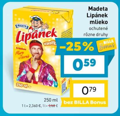 Madeta Lipánek mlieko ochutené rôzne druhy