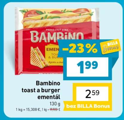 Bambino toast a Burger ementál