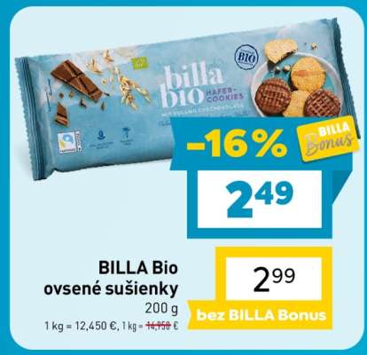 BILLA BIO ovsené sušienky