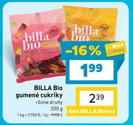 BILLA BIO gumené cukríky