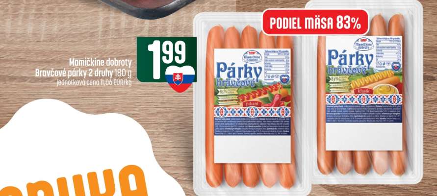 Mamičkine dobroty Bravčové párky 2 druhy