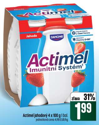 Actimel jahodový 4 x 100 g 1 bal.