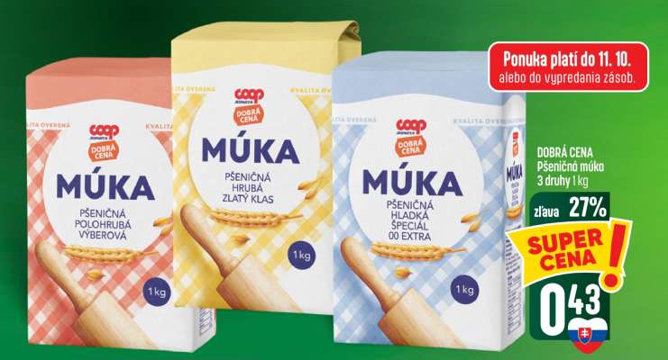 DOBRÁ CENA Pšeničná múka 3 druhy 1kg