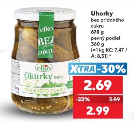 Uhorky bez pridaného cukru
