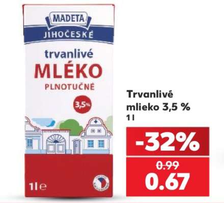 Trvanlivé mlieko 3,5 % 1l