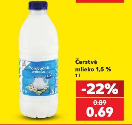 Čerstvé mlieko 1,5 % 1l