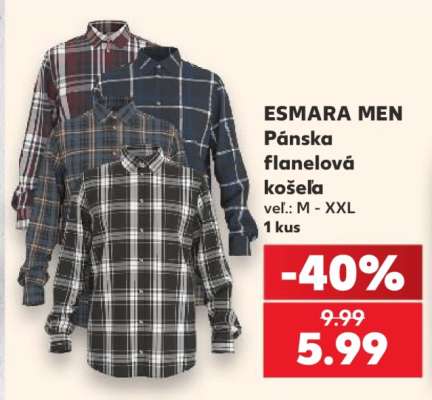 ESMARA MEN Pánska flanelová košeľa