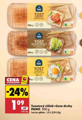 Toastový chlieb rôzne druhy Pano 500 g
