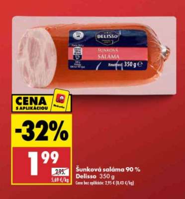 Šunková saláma 90 % Delisso 350 g