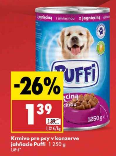 Krmivo pre psy v konzervе jahňacie Puffi 1 250 g