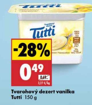 Tvarohový dezert vanilka Tutti 150 g