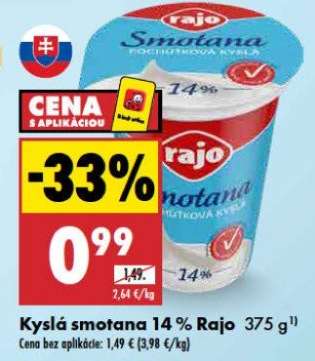 Kyslá smotana 14 % Rajo