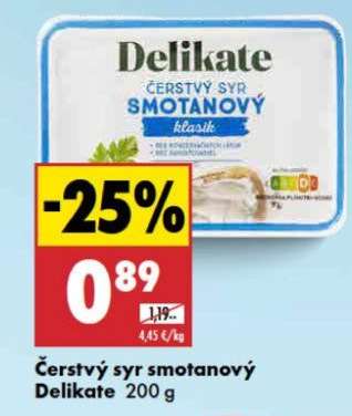Čerstvý syr smotanový Delikate 200 g