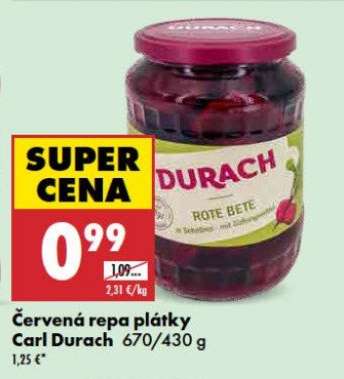 Červená repa plátky Carl Durach 670/430 g