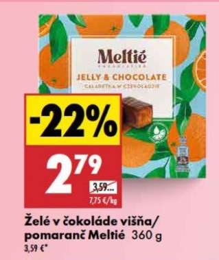 Želé v čokoláde višňa/pomaranč Meltié 360 g