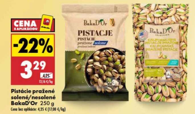 Pistácie pražené solené/nesolené BakaD'Or 250 g