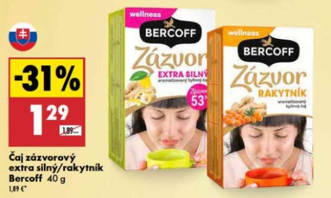 Čaj zázvorový extra silný/rakytník Bercoff 40 g