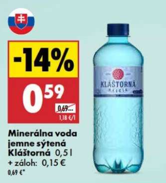 Minerálna voda jemne sýtená Kláštorná 0,5 l