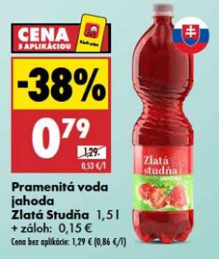 Pramenitá voda Jahoda Zlatá Studňa 1,5 l